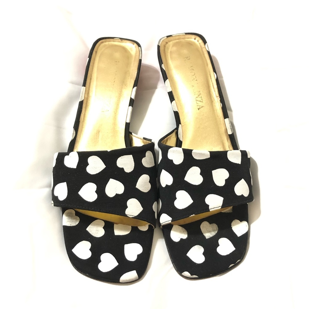 Ramon Tenza Black and White Heart Mules